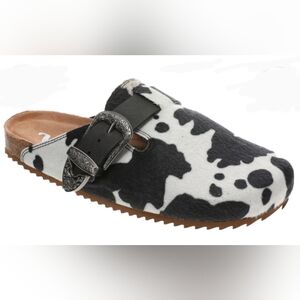 Very G Andi Black & White Cow Print Buckle Sandals
